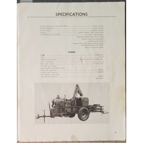 Instruction Manual New Holland Model 77 Baler - Picture 2 of 4